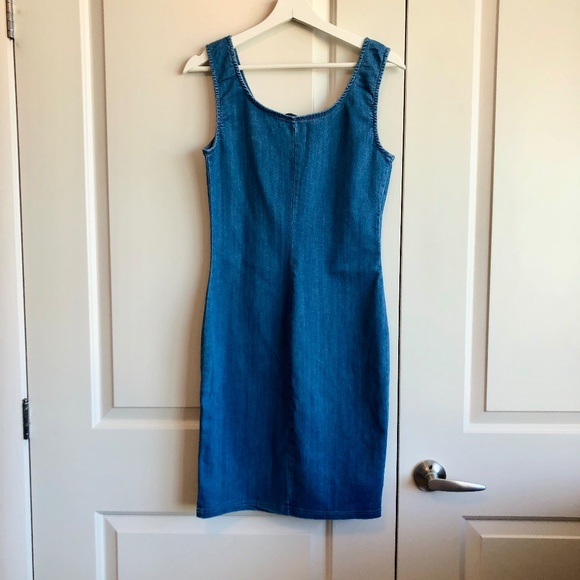 Iris Bodycon Denim Dress Medium - MEASUREMENTS IN LISTING - Picture 2 of 6
